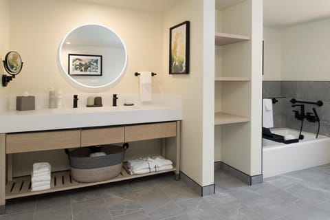 Room, 2 Queen Beds, Accessible (Mobility, Roll-In Shower) | Bathroom | Separate tub and shower, deep soaking tub, rainfall showerhead