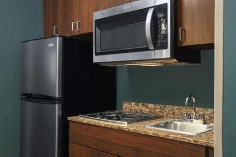 Mini-fridge, microwave, coffee/tea maker