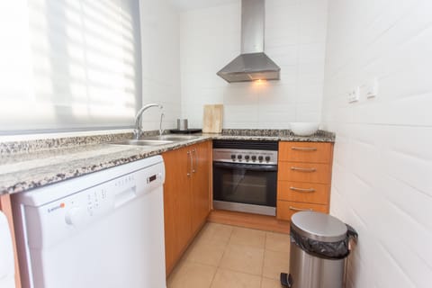 Panoramic Penthouse, 2 Bedrooms, Terrace, Sea View | Private kitchen | Fridge, coffee/tea maker, electric kettle, highchair