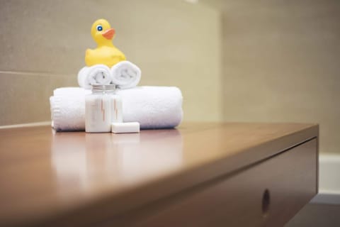 Free toiletries, bathrobes, slippers, towels