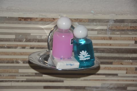 Shower, free toiletries, towels