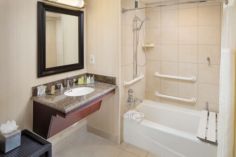 One King Bed, Non-Smoking, Accessible | Bathroom | Combined shower/tub, designer toiletries, hair dryer, towels