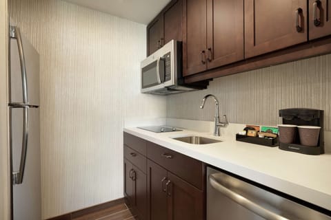 Studio, 1 King Bed, Accessible (Hearing) | Private kitchen | Full-size fridge, microwave, stovetop, dishwasher