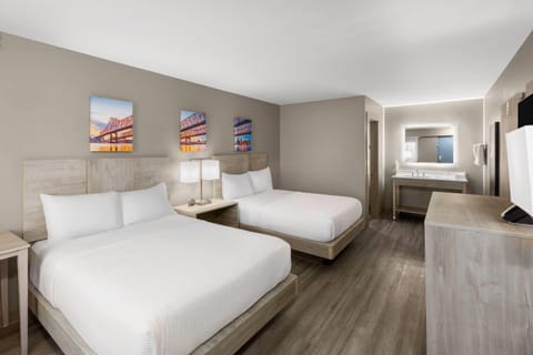 Room, 2 Double Beds, Smoking | Desk, blackout drapes, iron/ironing board, free cribs/infant beds