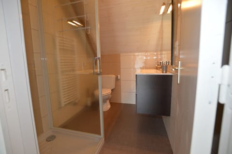 Family Room (Le Grenier d'Angèle) | Bathroom | Shower, free toiletries, hair dryer, towels