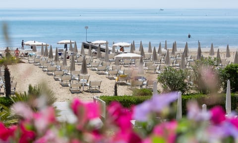 Private beach, sun loungers, beach umbrellas, beach towels