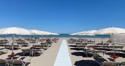 Sun loungers, beach umbrellas