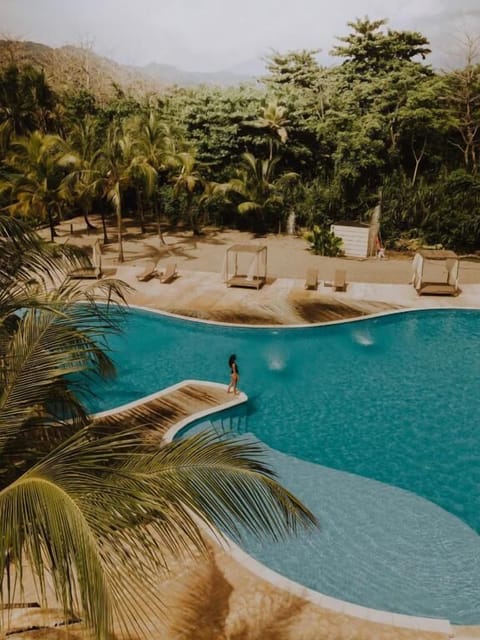 Outdoor pool, sun loungers