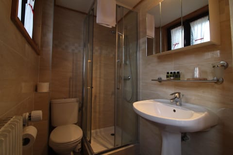 Deep soaking tub, rainfall showerhead, free toiletries, hair dryer