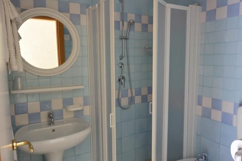 Shower, free toiletries, bidet, towels