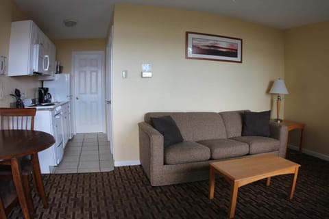 36-inch flat-screen TV with satellite channels, TV