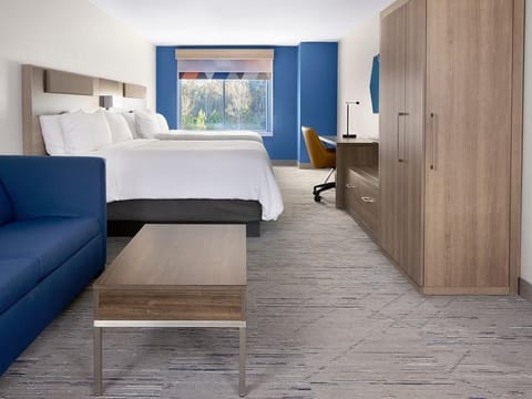 1 bedroom, desk, blackout drapes, iron/ironing board