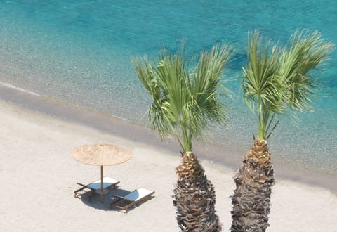 Private beach, sun loungers, beach umbrellas, beach bar
