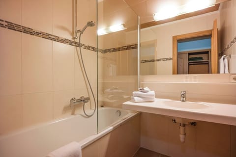 Hair dryer, bathrobes, towels, soap