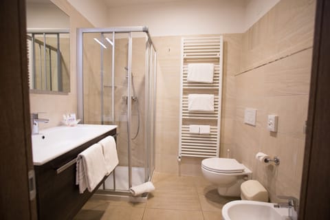 Hair dryer, bidet, towels