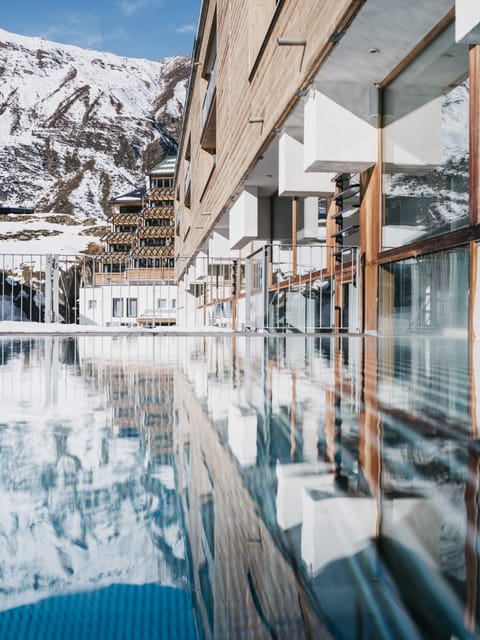 Indoor pool, outdoor pool, sun loungers