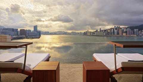 Outdoor pool, sun loungers