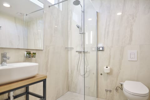 Triple Room with Balcony | Bathroom | Shower, rainfall showerhead, free toiletries, hair dryer