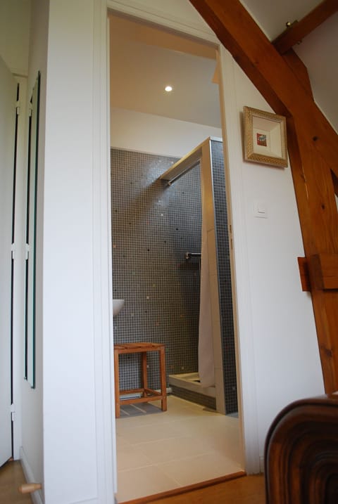 Double Room (Vieux Tilleul) | Bathroom | Shower, eco-friendly toiletries, hair dryer, towels