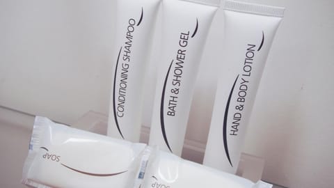 Free toiletries, hair dryer, towels