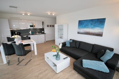 Apartment, 2 Bedrooms, Balcony (incl 90€ cleaning and 12€ service fee) | Living area | Flat-screen TV