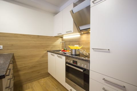 Apartment (Bernkogel) | Private kitchen | Fridge, oven, stovetop, dishwasher