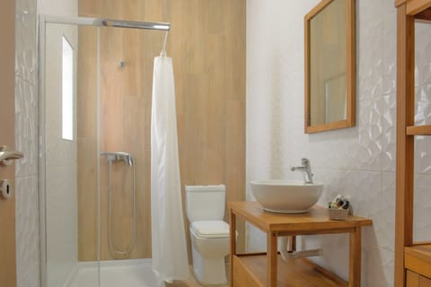 Deluxe Suite (Ground floor Street view) | Bathroom | Shower, free toiletries, hair dryer, slippers