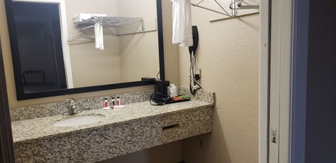 Desk, laptop workspace, blackout drapes, soundproofing