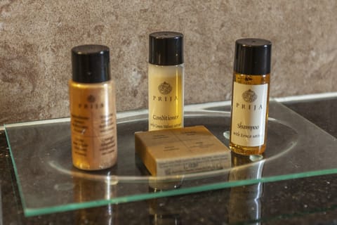 Free toiletries, hair dryer, slippers, towels