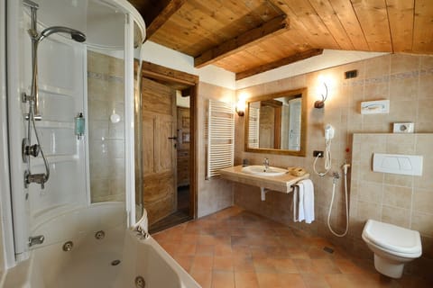 Junior Suite | Bathroom | Shower, rainfall showerhead, free toiletries, hair dryer