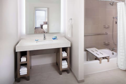 Eco-friendly toiletries, hair dryer, towels