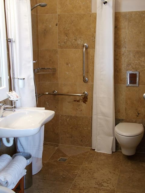 Shower, free toiletries, hair dryer, bidet