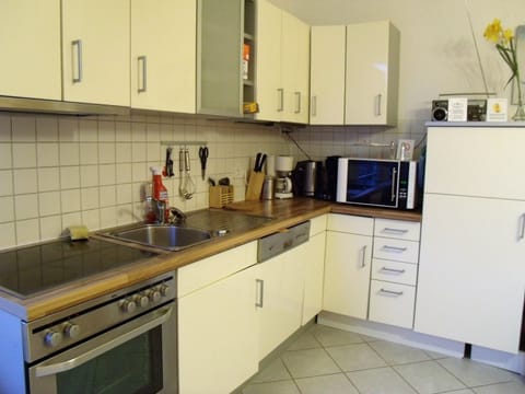 Full-size fridge, microwave, oven, stovetop