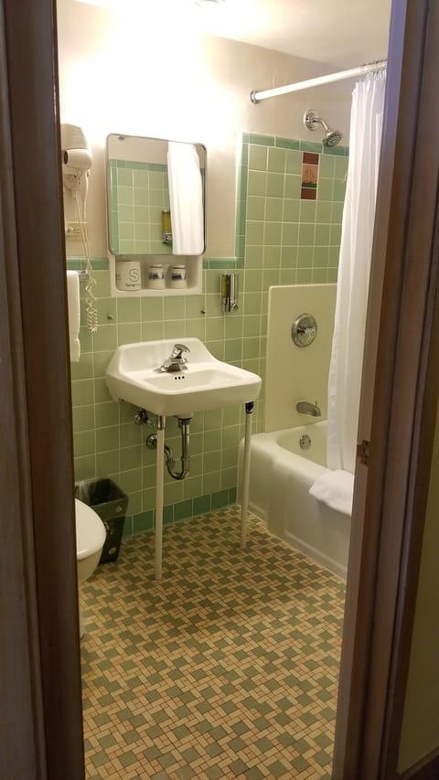 Room, 2 Double Beds (Ground Floor) | Bathroom | Combined shower/tub, hair dryer, towels