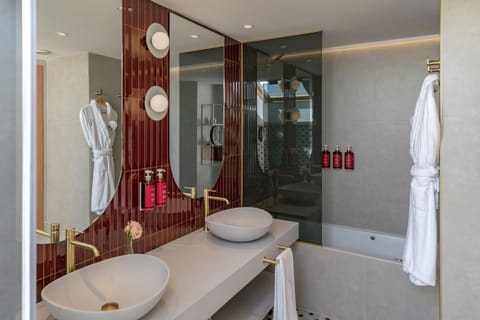 Free toiletries, hair dryer, bathrobes, bidet