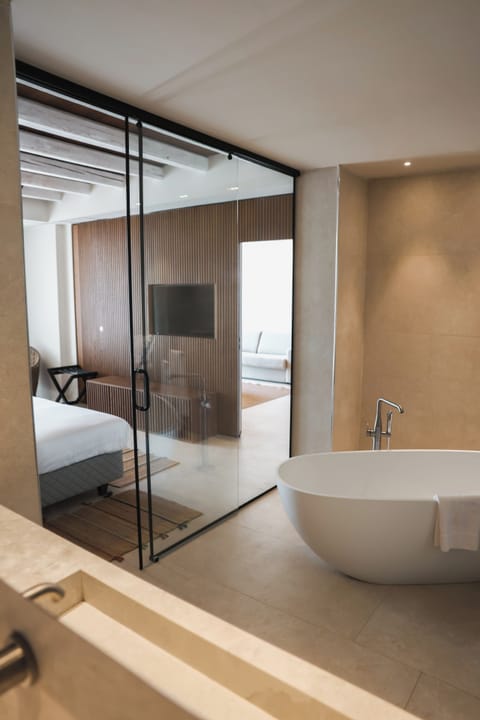 Suite | Bathroom | Shower, slippers, towels