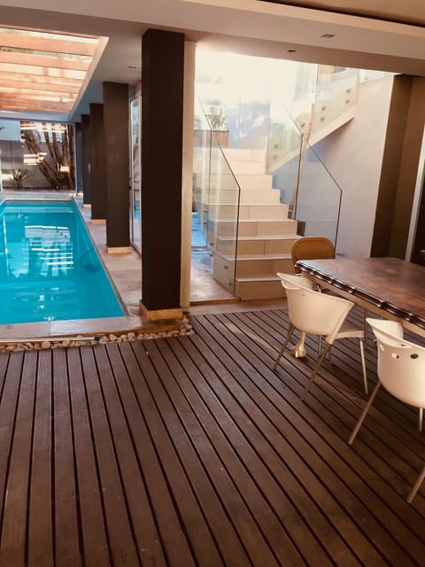 Outdoor pool, sun loungers