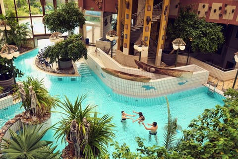 Indoor pool, outdoor pool, sun loungers