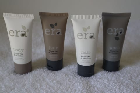 Free toiletries, hair dryer, towels