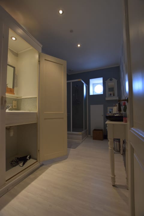 Shower, free toiletries, hair dryer, bathrobes