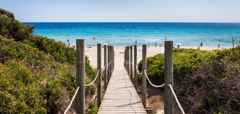 On the beach, white sand