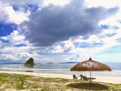 On the beach, white sand, beach bar