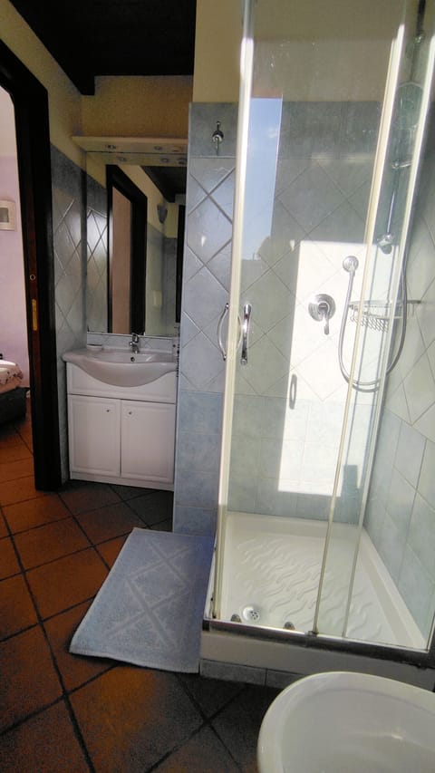 Shower, rainfall showerhead, hair dryer, bathrobes