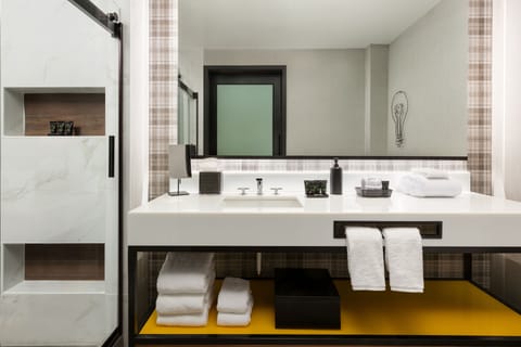 Hair dryer, bathrobes, towels