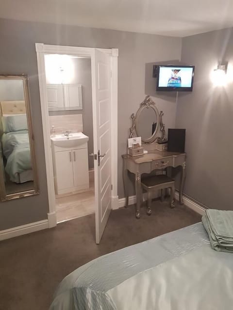 Individually decorated, individually furnished, desk, iron/ironing board