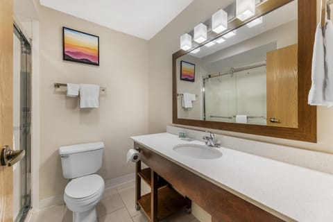 Suite, 1 Queen Bed, Non Smoking, Refrigerator & Microwave (Shower Only;with Sofabed) | Bathroom | Combined shower/tub, rainfall showerhead, eco-friendly toiletries
