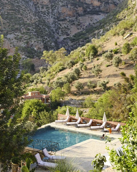Outdoor pool, sun loungers