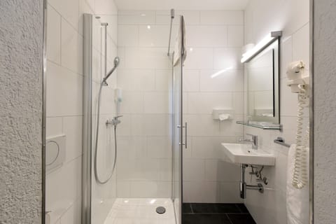 Single Room | Bathroom | Shower, hair dryer, towels