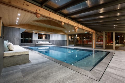 Indoor pool, open 9:00 AM to 9:00 PM, sun loungers