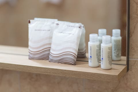 Shower, free toiletries, hair dryer, bidet